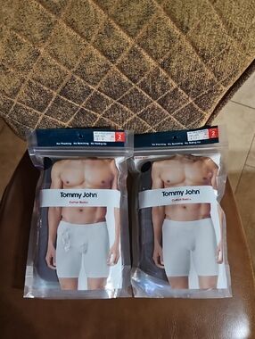 Lot Of 2 Tommy John Cotton Basics Gray Blue Boxer Briefs Underwear 4 Pairs Total